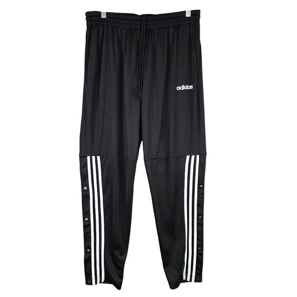 Mens Adidas Black Snap Button 1/2 Tearaway Track Pants Drawstring Elastic XL - Picture 1 of 11
